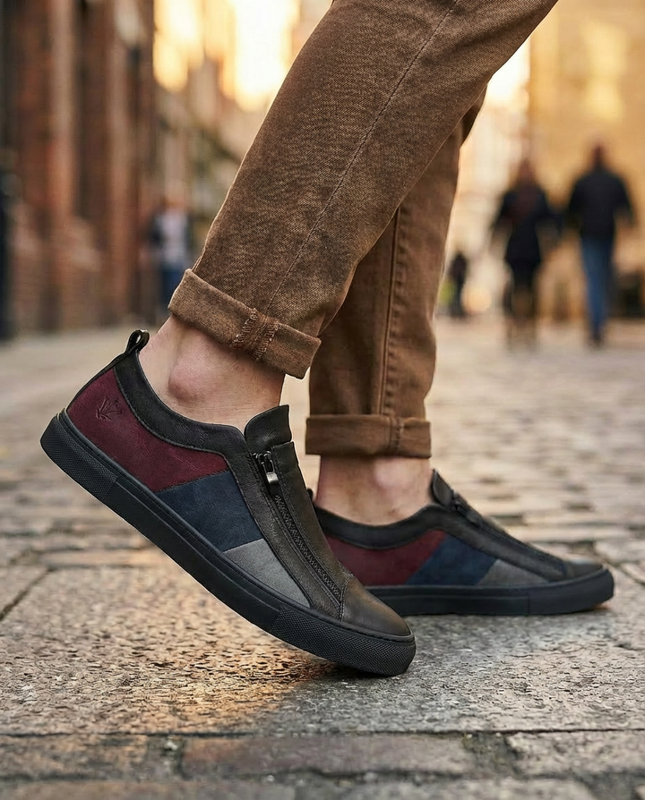 Klapki Męskie Klasyczne Skórzane | Wygodny Krój | Teksturowana Podeszwa | Na Co Dzień