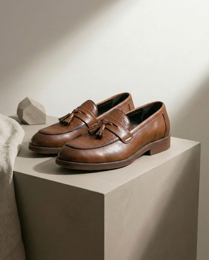 Eleganckie mokasyny męskie skórzane | Wsuwane | Z frędzlami | Na co dzień