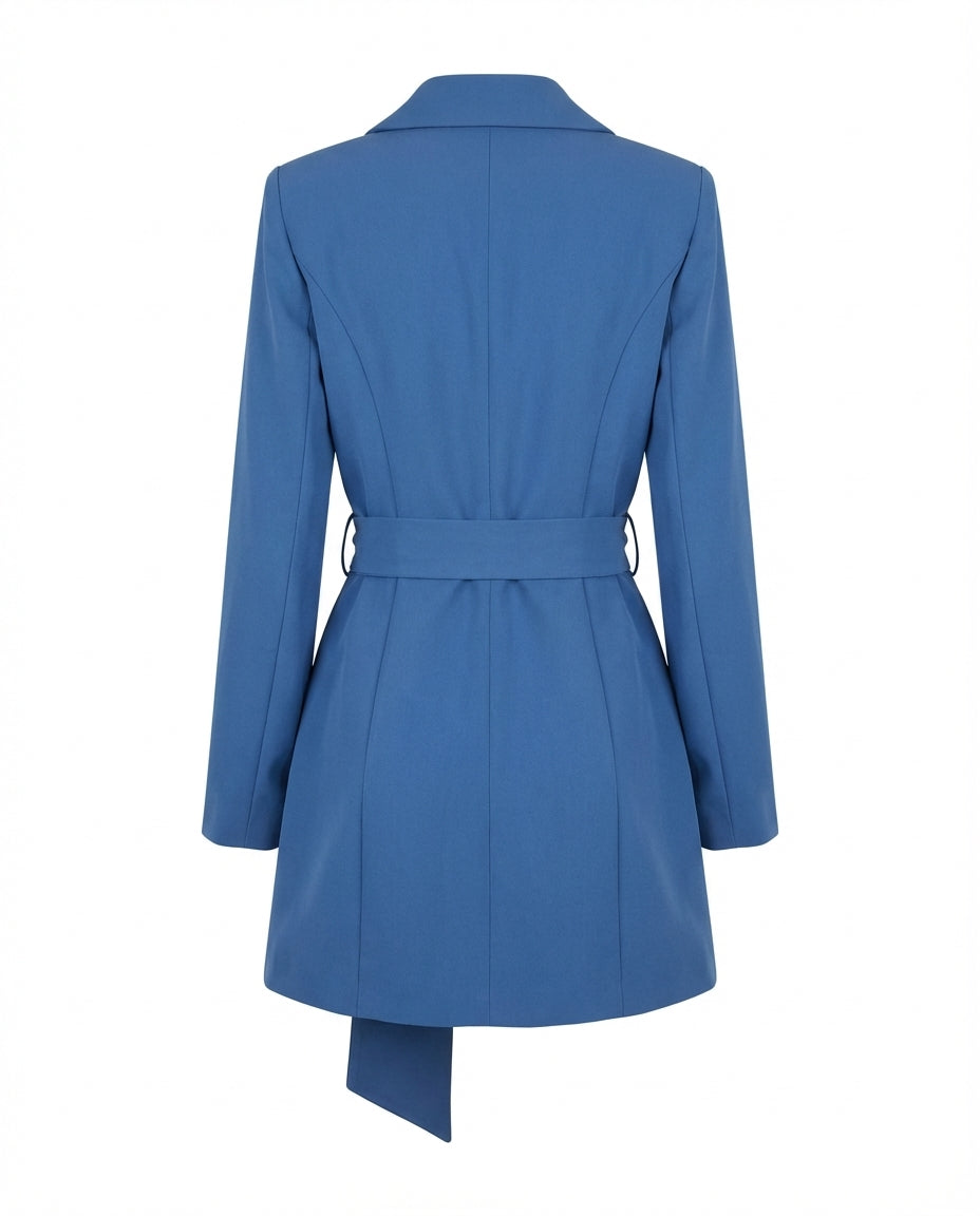 Sukienka Damska Marynarska | Dopasowany Krój | Pasek w Talii | Na Co Dzień