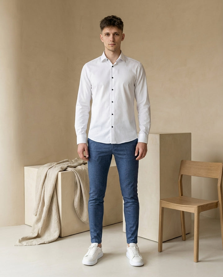 Spodnie Męskie Dopasowane | Wąski Krój | Wygodny Materiał | Do Pracy i Na Co Dzień