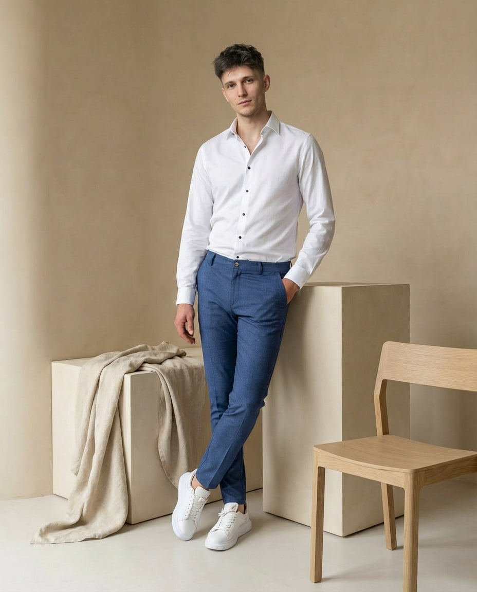 Spodnie Męskie Dopasowane | Wąski Krój | Wygodny Materiał | Do Pracy i Na Co Dzień