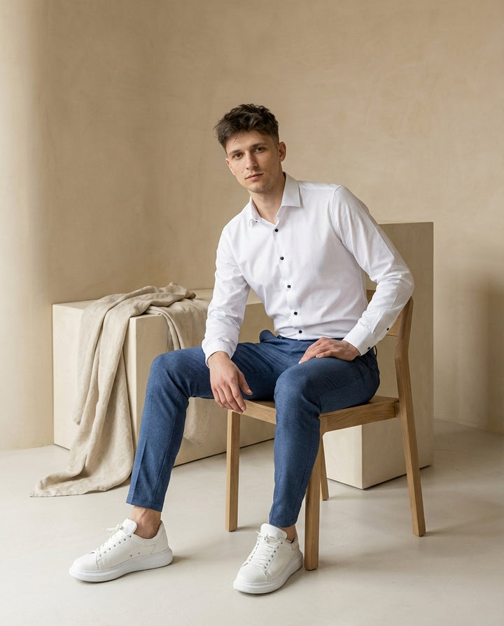 Spodnie Męskie Dopasowane | Wąski Krój | Wygodny Materiał | Do Pracy i Na Co Dzień