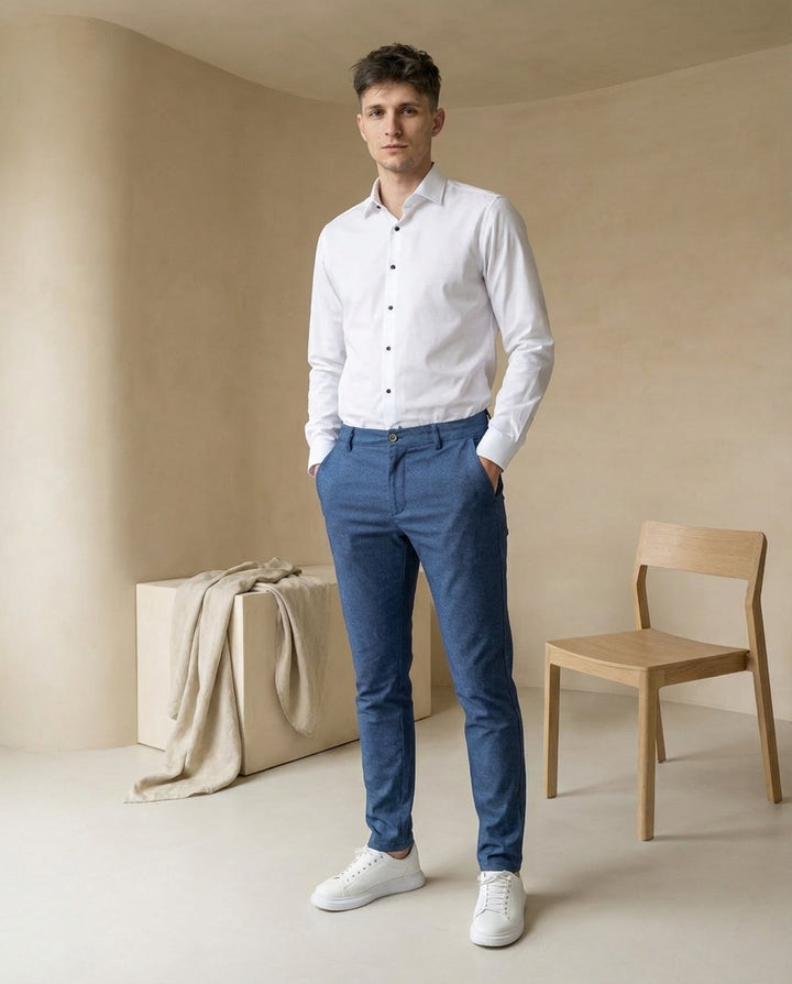 Spodnie Męskie Dopasowane | Wąski Krój | Wygodny Materiał | Do Pracy i Na Co Dzień