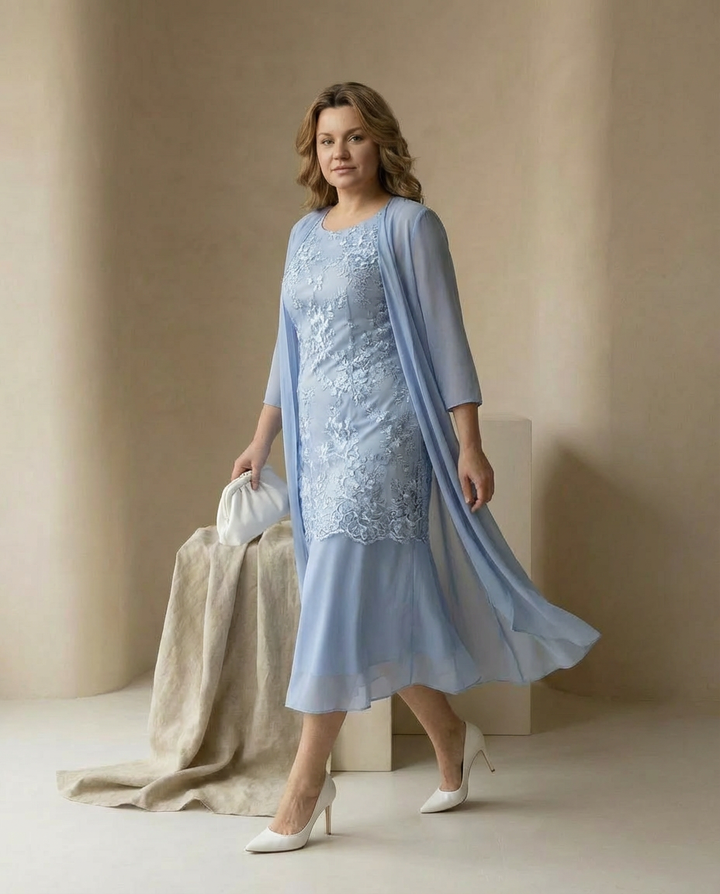 Sukienka na Wesele Damska Szyfonowa | Dopasowany Krój | Lekka Tkanina | Na Co Dzień i Na Wyjścia