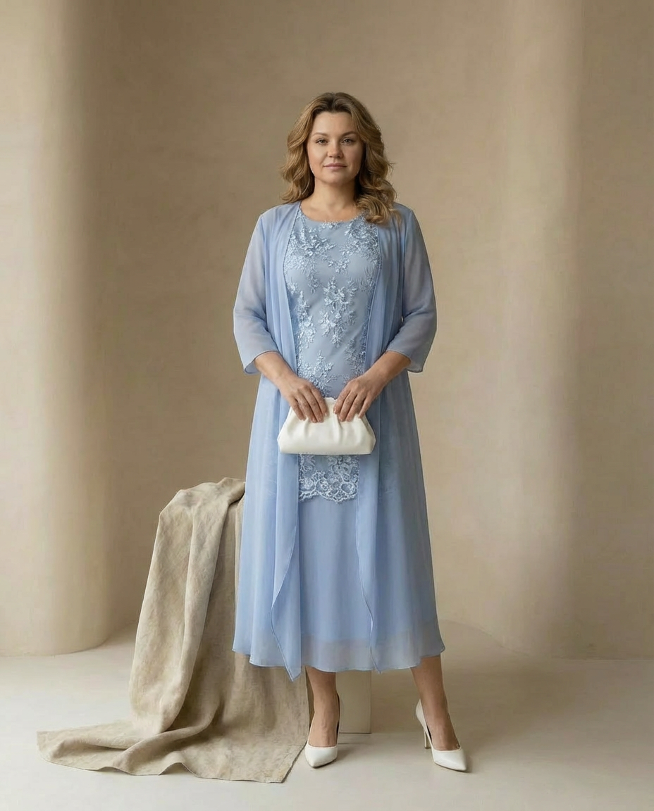 Sukienka na Wesele Damska Szyfonowa | Dopasowany Krój | Lekka Tkanina | Na Co Dzień i Na Wyjścia