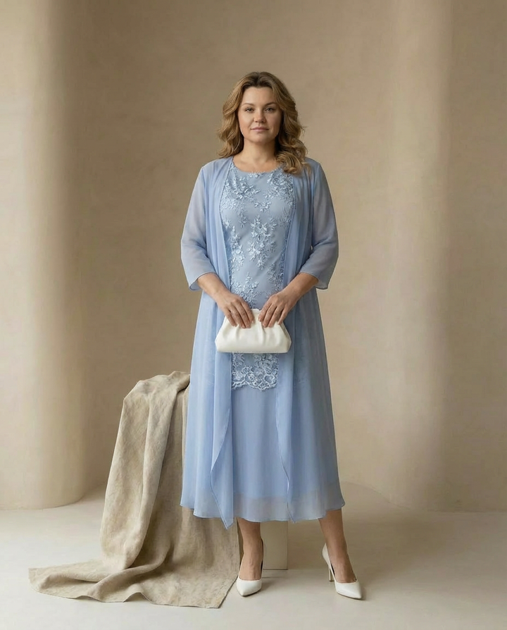 Sukienka na Wesele Damska Szyfonowa | Dopasowany Krój | Lekka Tkanina | Na Co Dzień i Na Wyjścia