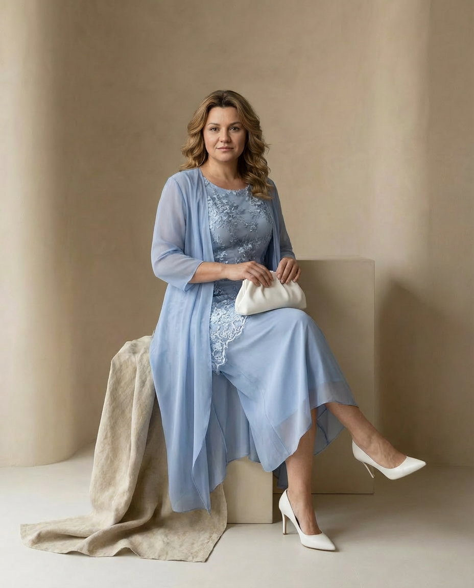 Sukienka na Wesele Damska Szyfonowa | Dopasowany Krój | Lekka Tkanina | Na Co Dzień i Na Wyjścia