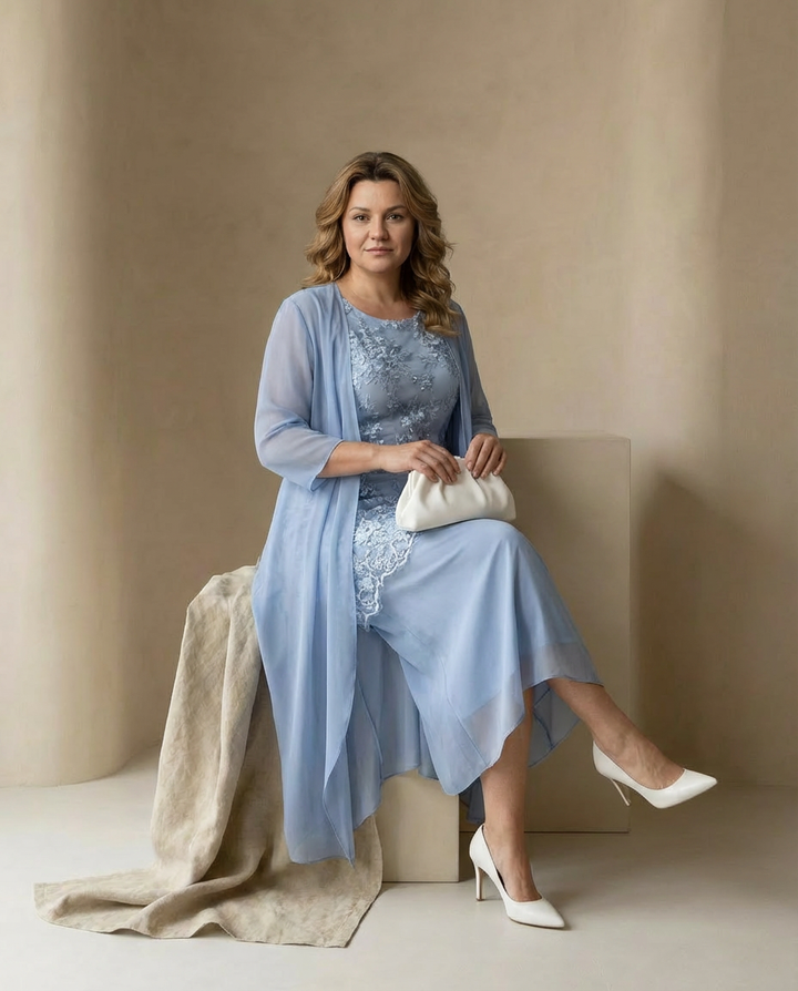 Sukienka na Wesele Damska Szyfonowa | Dopasowany Krój | Lekka Tkanina | Na Co Dzień i Na Wyjścia