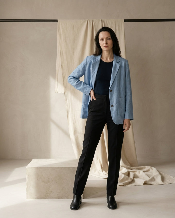Marynarka Damska Lniana Elegancka | Luźny Krój | Oddychający Materiał | Na Co Dzień