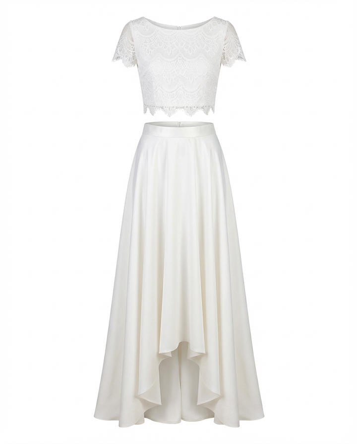 Suknia Ślubna Koronkowa | Regularny Krój | Zwiewna Spódnica Maxi | Na Wesele