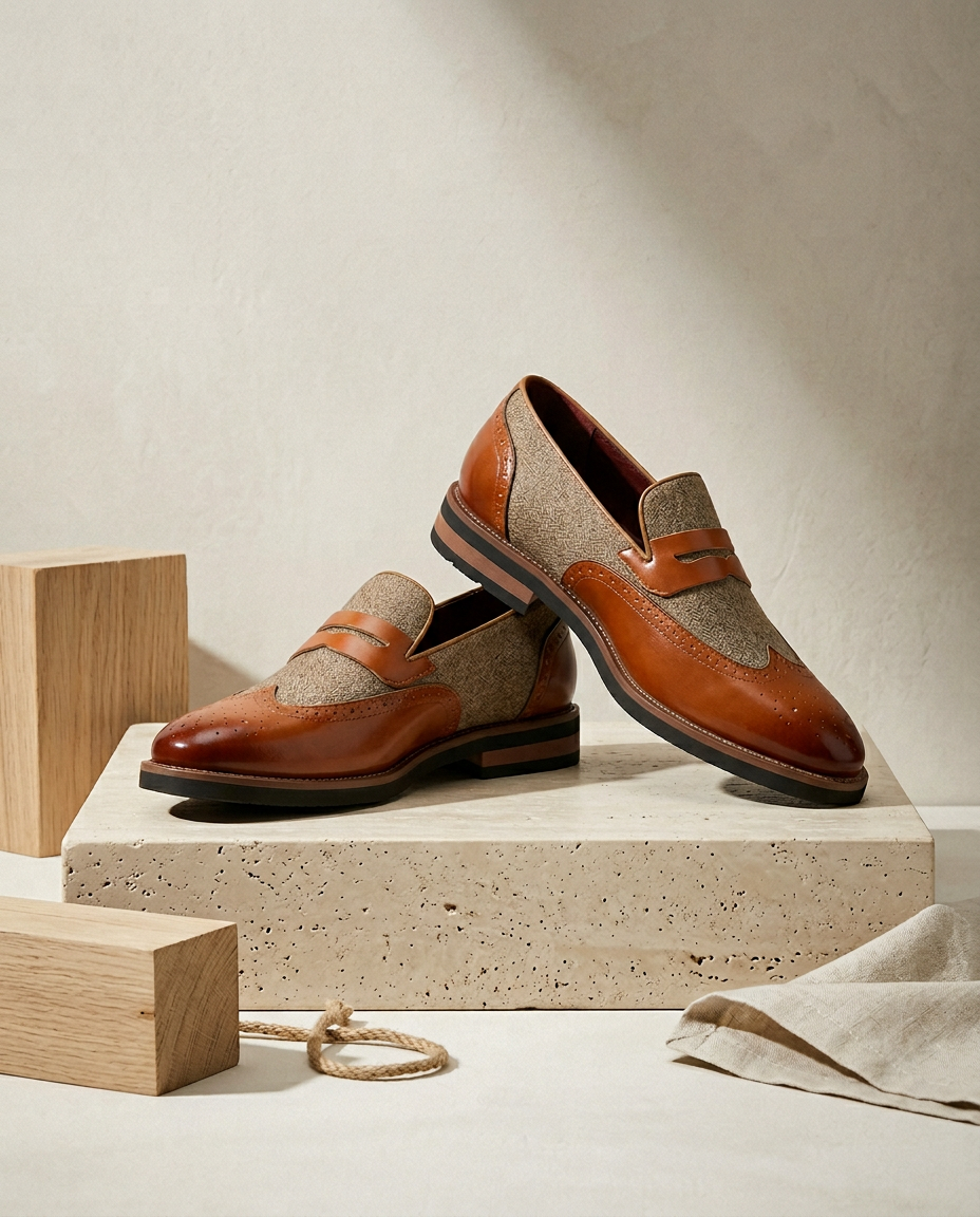 Mokasyny skórzane męskie | Klasyczny krój | Cholewka ze skóry | Na co dzień