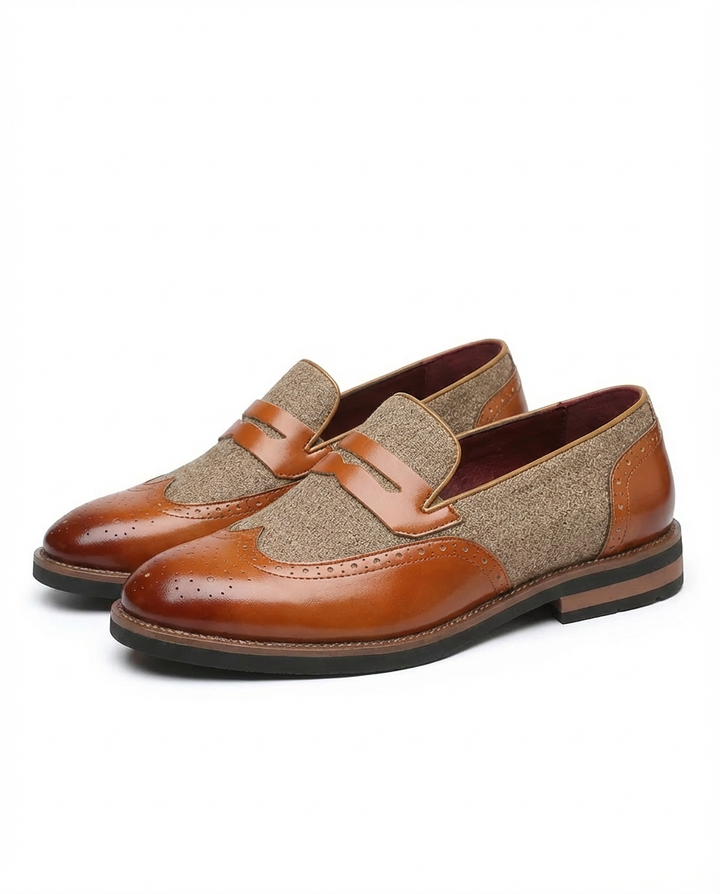 Mokasyny skórzane męskie | Klasyczny krój | Cholewka ze skóry | Na co dzień