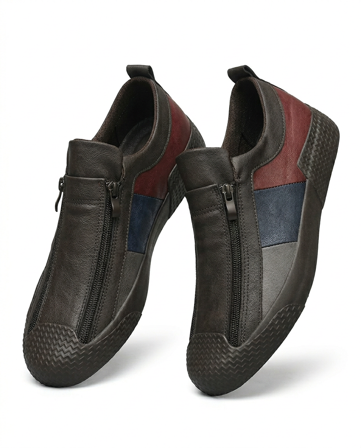 Klapki Męskie Klasyczne Skórzane | Wygodny Krój | Teksturowana Podeszwa | Na Co Dzień