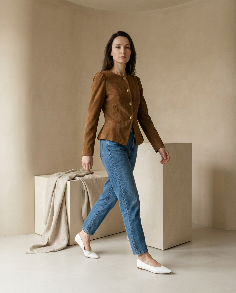 Kurtka Damska Wiosenna | Regularny Krój | Metalowe Guziki | Na Co Dzień