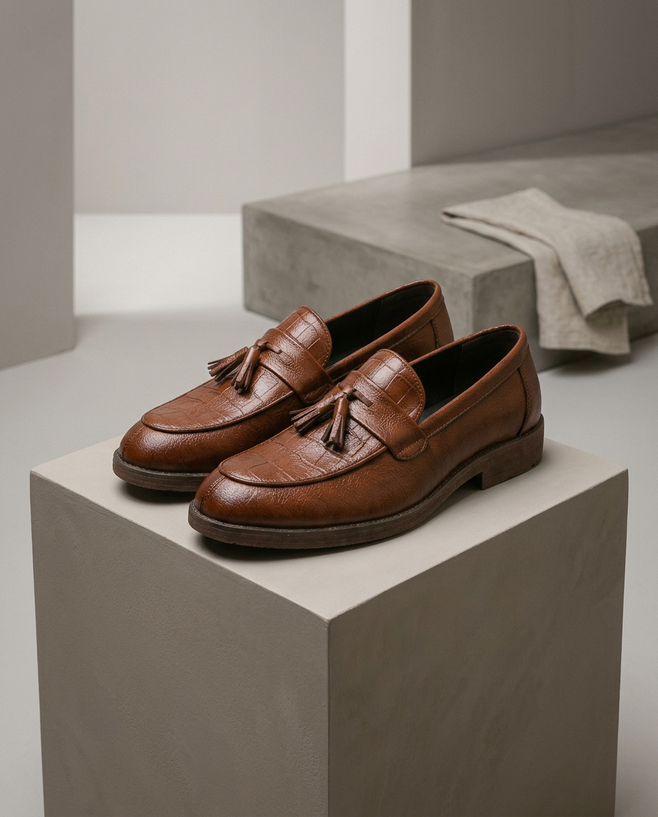 Mokasyny skórzane męskie | Mokasyny skórzane męskie | Wsuwane | Stylowe frędzle | Na co dzień