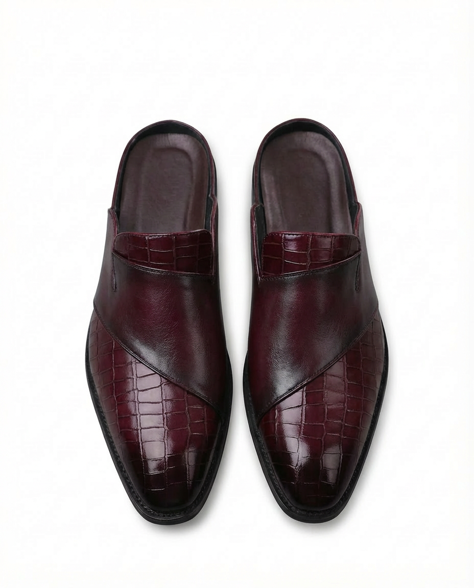 Buty Mule Męskie Stylowe | Wsuwana Konstrukcja | Teksturowana Cholewka | Na Wiosnę i Lato