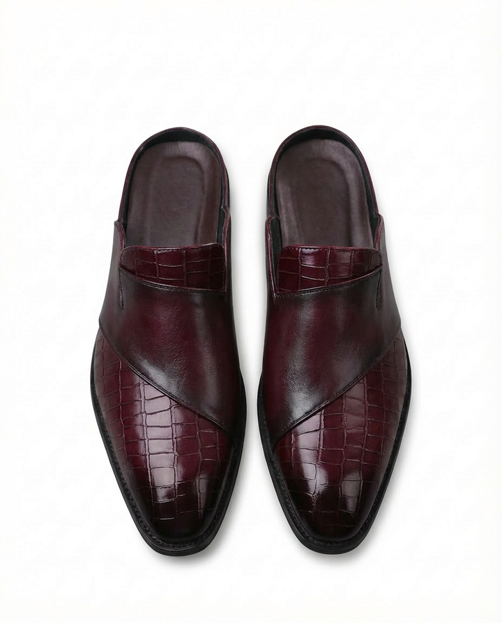 Buty Mule Męskie Stylowe | Wsuwana Konstrukcja | Teksturowana Cholewka | Na Wiosnę i Lato