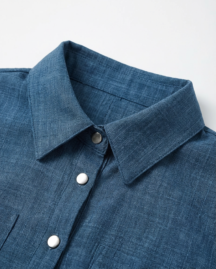 Sukienka Dżinsowa Damska Sukienki Dżinsowe | Krój w Kształcie Litery A | Kołnierz z Klapami | Na Co Dzień