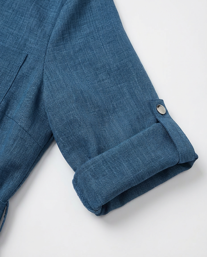 Sukienka Dżinsowa Damska Sukienki Dżinsowe | Krój w Kształcie Litery A | Kołnierz z Klapami | Na Co Dzień