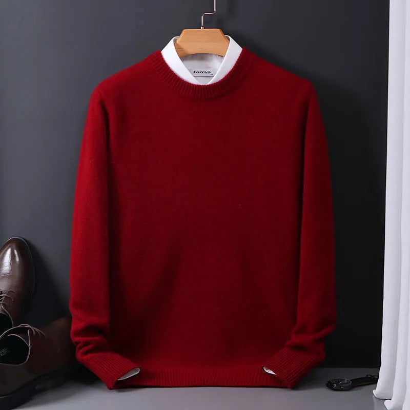 Sweter Męski z Okrągłym Dekoltem | Klasyczny Krój | Miękki i Stylowy