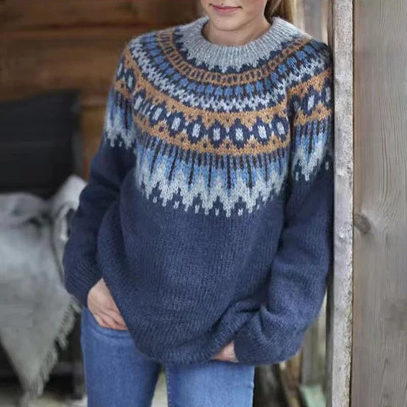 Damski Sweter z Warkoczowym Wzorem | Miękka Dzianina | Skandynawski Styl