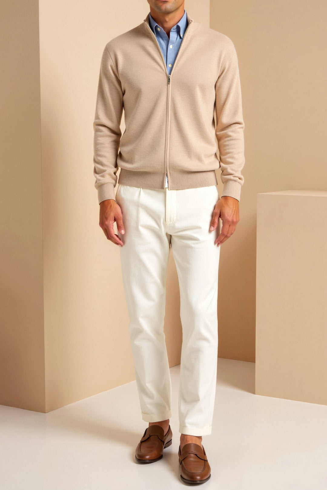 Sweter Rozpinany z Dzianiny | Smukły Krój | Minimalizm i Funkcja