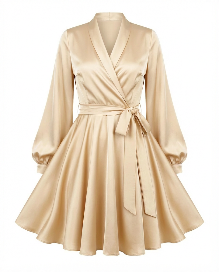 Sukienka Damska Elegancka Sukienka na Wesele | Krój Crossover | Satynowy Materiał | Na Wiosnę i Lato