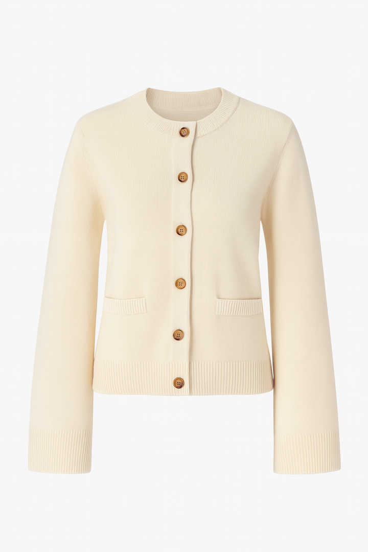 Kardigan Dzianinowy | Prosty Krój | Miękka Struktura