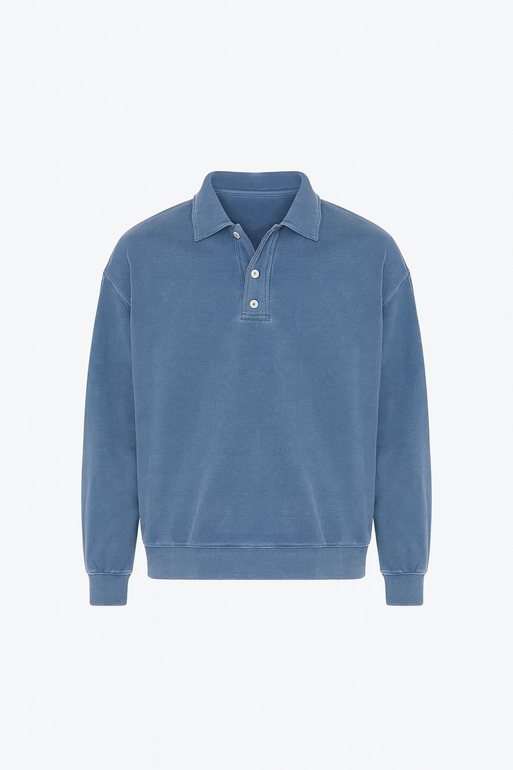 Męska Bluza Polo z Długim Rękawem | Luźny Krój | Styl Codzienny