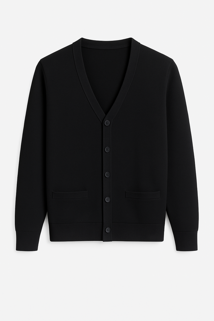 Męski Elegancki Kardigan z Dekoltem V | Klasyczny Krój | Idealny do Stylizacji Smart Casual
