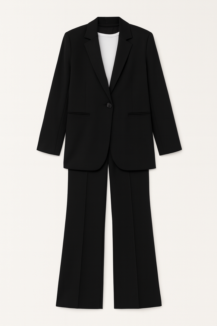 Damski Garnitur Dwuczęściowy | Marynarka Oversize i Spodnie z Szeroką Nogawką | Minimalistyczna Elegancja