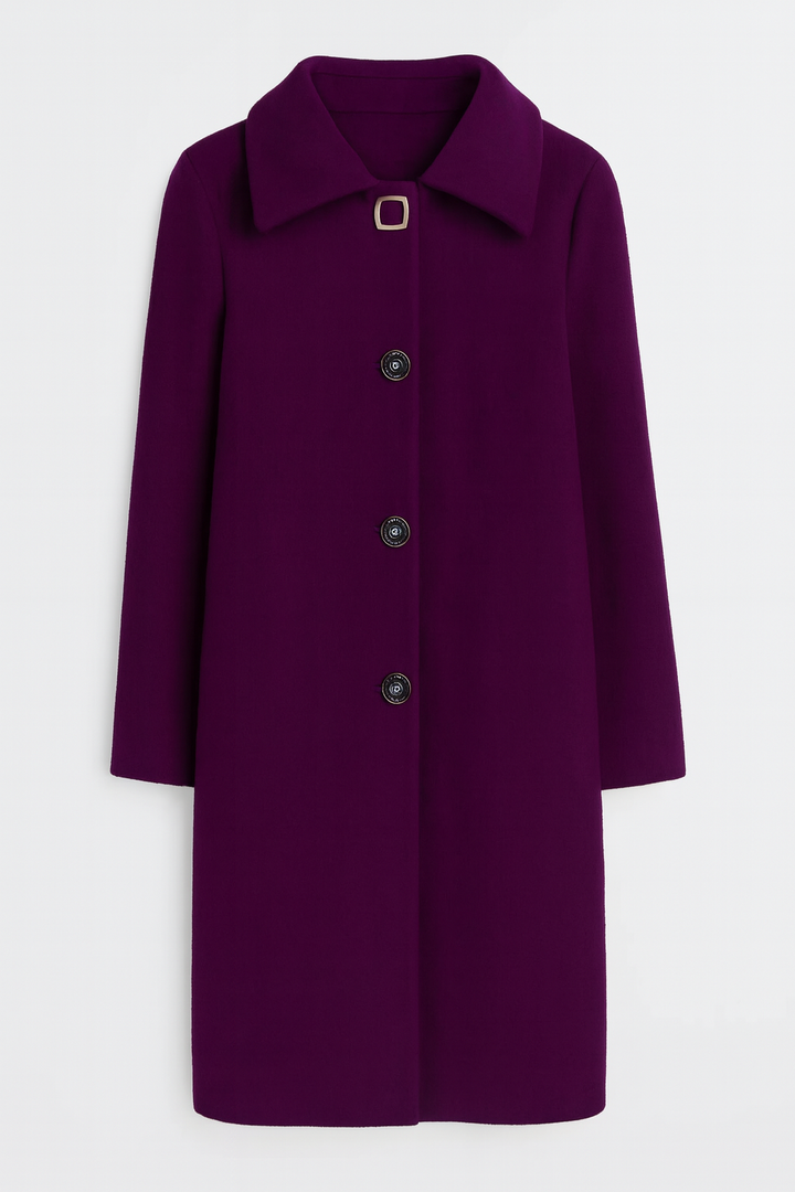 Płaszcz Damski z Dekoracyjnymi Klamrami | Długość Przed Kolano | Minimalistyczna Linia | Styl Miejski