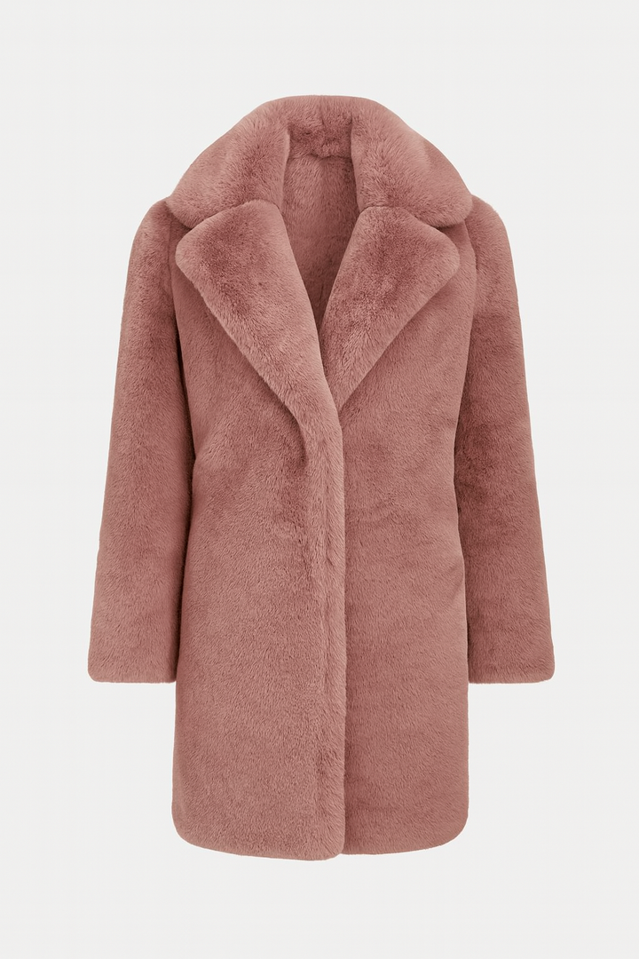 Płaszcz Damski z Imitacji Futra | Krótki Fason | Styl Elegancki | Miękka Faktura