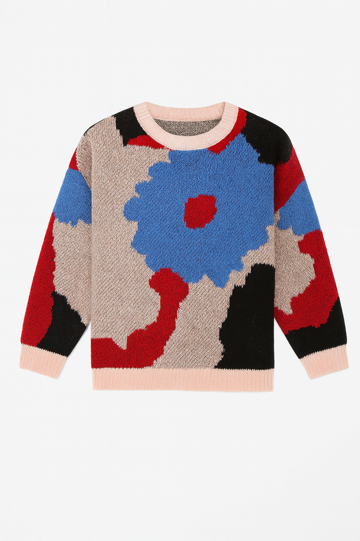 Sweter z Abstrakcyjnym Wzorem | Dzianinowy | Artystyczny i Wygodny