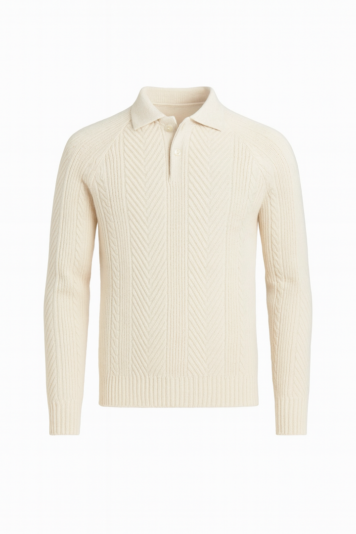 Sweter Męski Dzianinowy z Kołnierzykiem | Elegancki Krój | Miękka i Przyjemna Tkanina