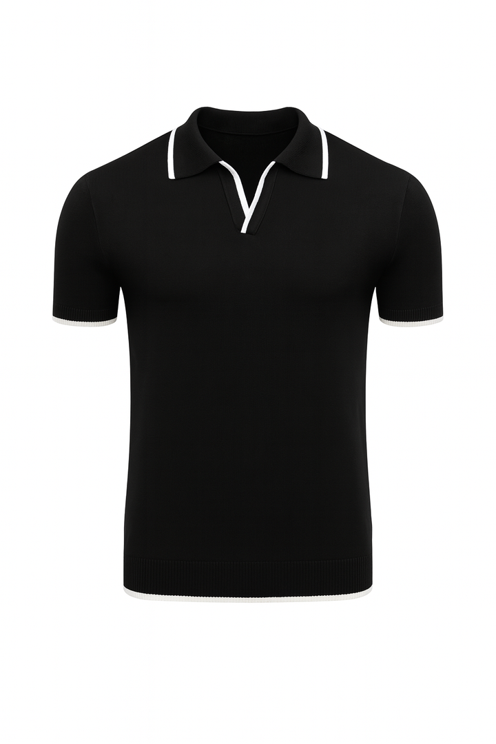 Męska Koszulka Polo z Kontrastowymi Detalami | Krótki Rękaw | Elegancki Codzienny Styl