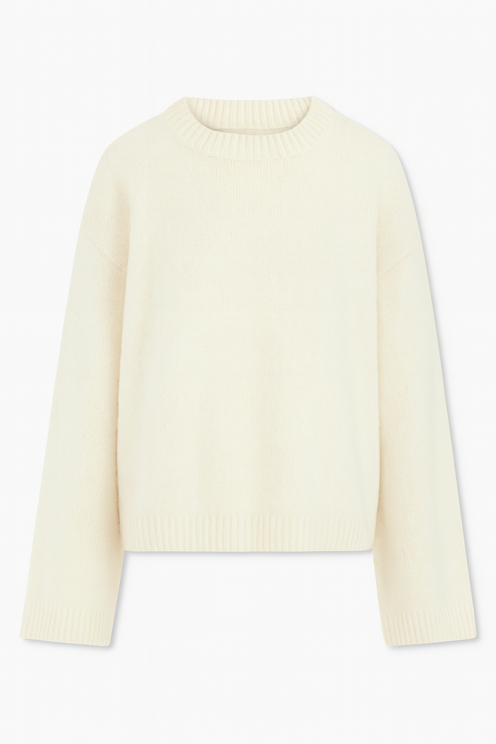 Damski Sweter z Dzianiny Z Mieszanki Włókien | Klasyczny Krój | Minimalistyczny Styl