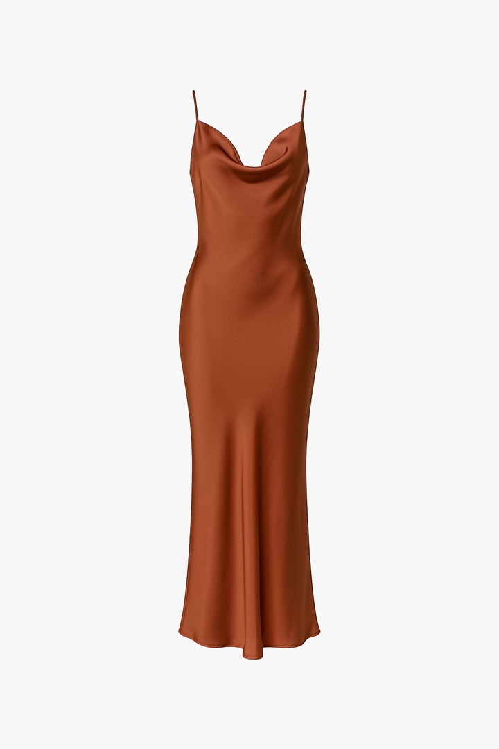 Sukienka Satynowa Maxi | Cienkie Ramiączka | Elegancki Minimalizm na Specjalne Okazje