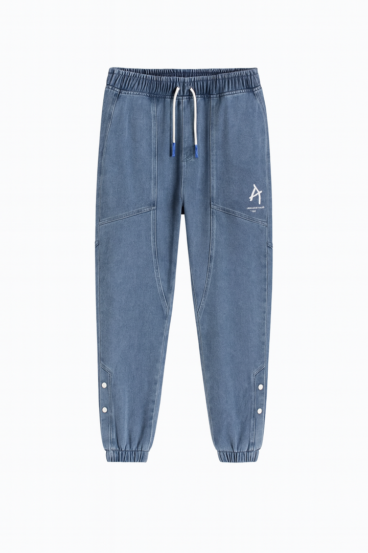 Spodnie Jogger Denim Męskie | Bawełna | Zwężany Krój z Gumką