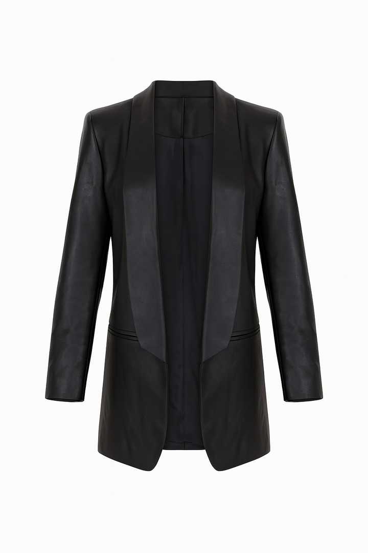 Damska Marynarka Imitująca Skórę | Styl Miejski | Fason Slim | Nowoczesna Elegancja