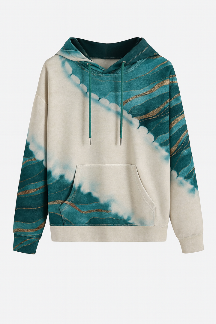 Bluza Damska z Kapturem | Luźny Krój | Wzór Tie-Dye | Styl Casual