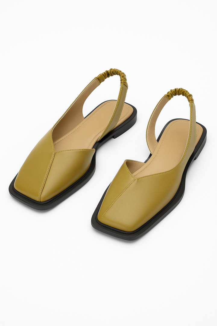 Damskie Sandały z Kwadratowym Noskiem | Skórzany Minimalistyczny Design | Elastyczny Pasek na Pięcie
