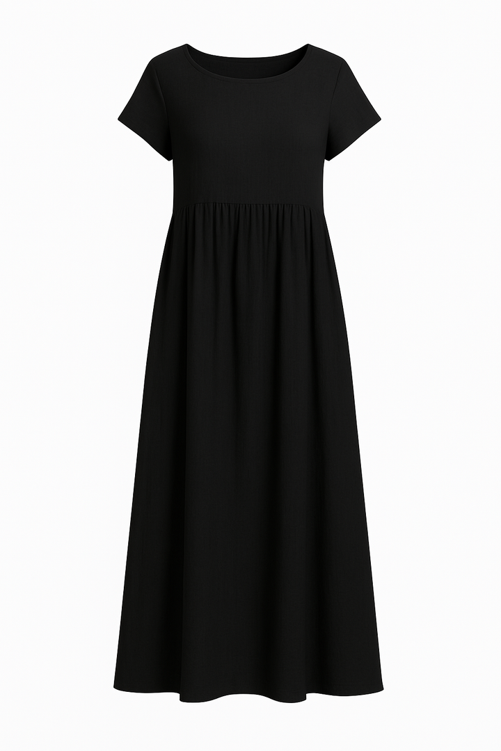 Damska Sukienka Letnia Maxi | Luźny Krój | Krótki Rękaw | Codzienna Elegancja