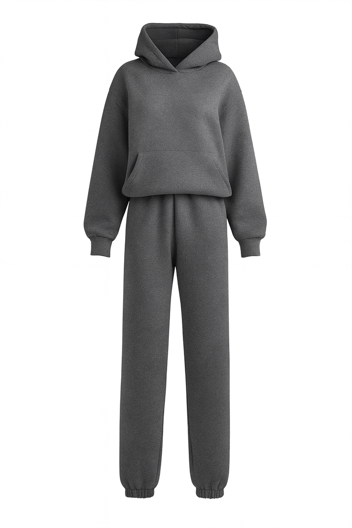 Damski Dres Oversize | Bluza z Kapturem i Spodnie z Wysokim Stanem | Wygodny Casualowy Zestaw