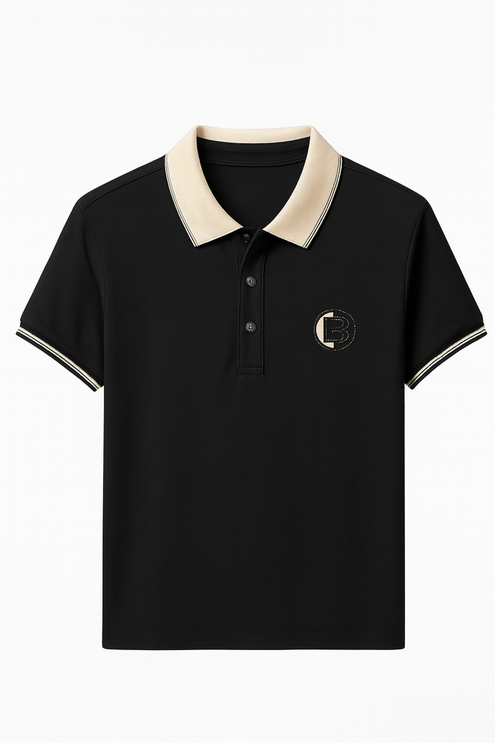 Męska Koszulka Polo z Kontrastowym Kołnierzykiem | Krótki Rękaw | Styl Elegancki Casual