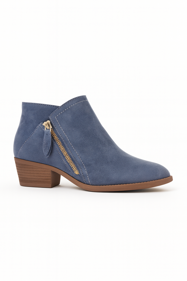 Damskie Botki na Niskim Obcasie | Wygodne Zapięcie na Zamek | Stylowe Buty Codzienne
