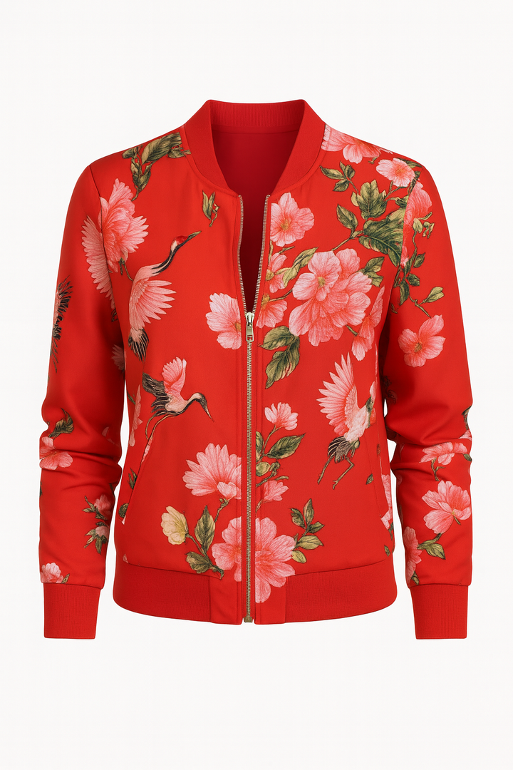 Lekka Kurtka w Kwiatowy Wzór | Zamek Błyskawiczny | Casualowy Krój na Wiosnę i Lato