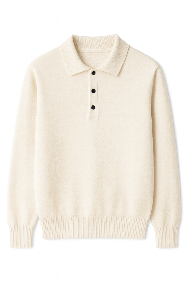 Sweter Męski z Kołnierzykiem Polo | Dzianinowy z Guzikami | Elegancki i Wygodny