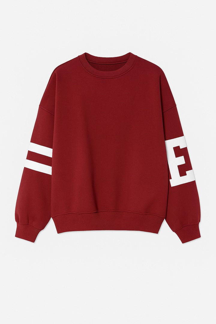 Bluza Oversize z Nadrukiem | Obniżona Linia Ramion | Swobodny Krój i Sportowy Styl