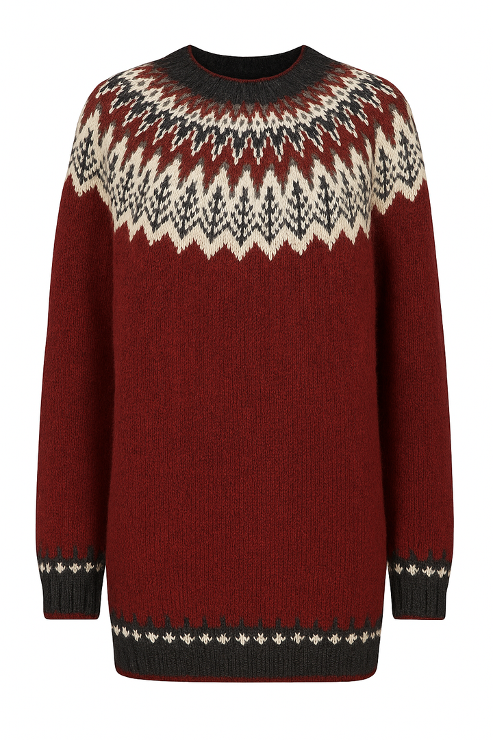 Sweter z Dzianiny | Norweski Wzór | Ciepły i Miękki